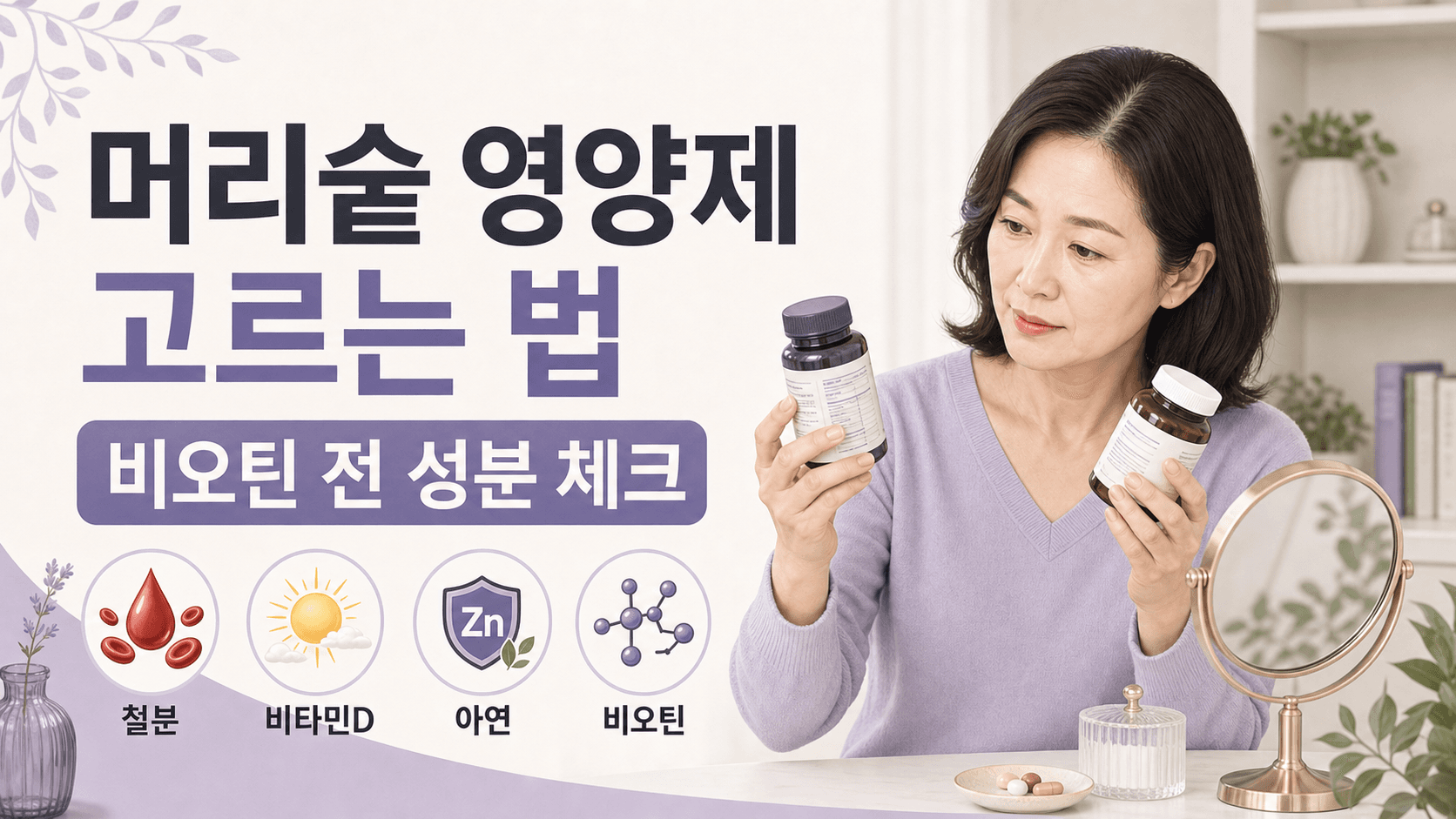 50대 머리숱 영양제 고르는 법, 비오틴보다 먼저 볼 성분 대표 이미지