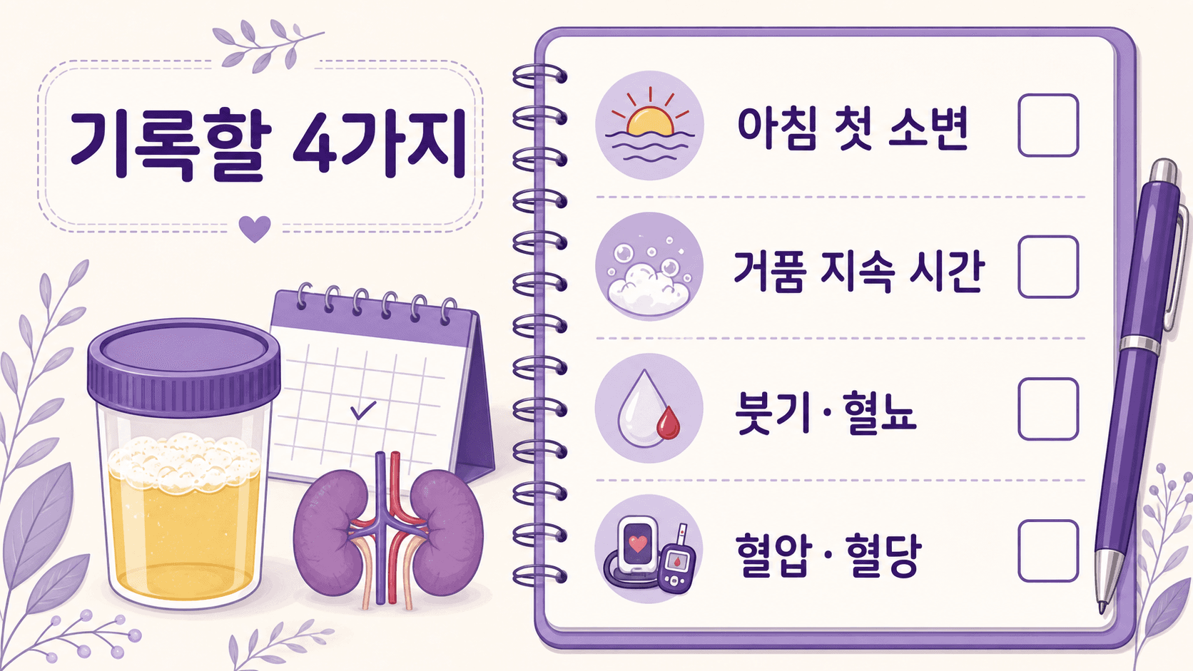 아침 소변 거품과 함께 기록할 4가지 이미지