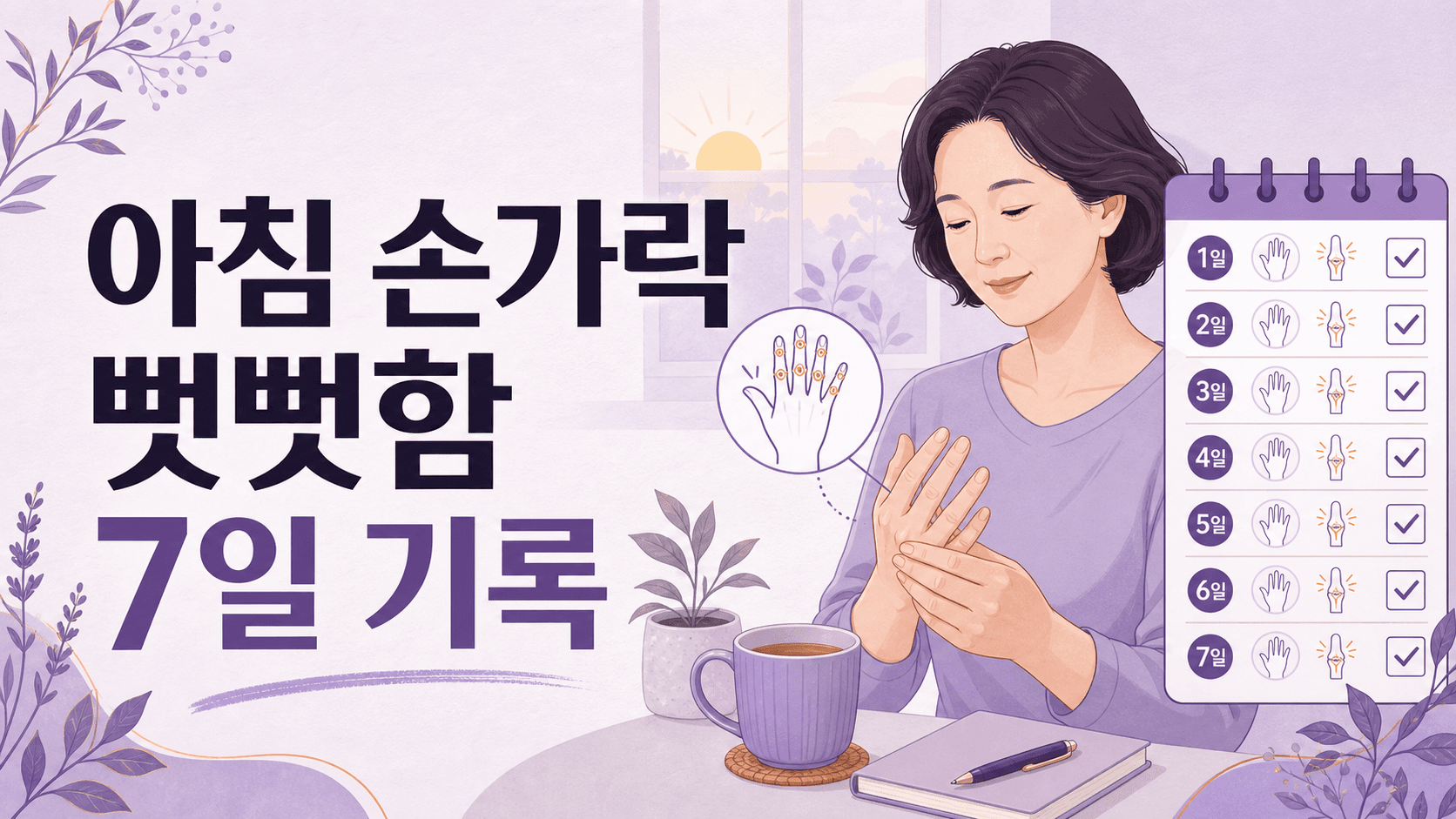 아침 손가락 뻣뻣함, 관절영양제 전 7일 기록 대표 이미지