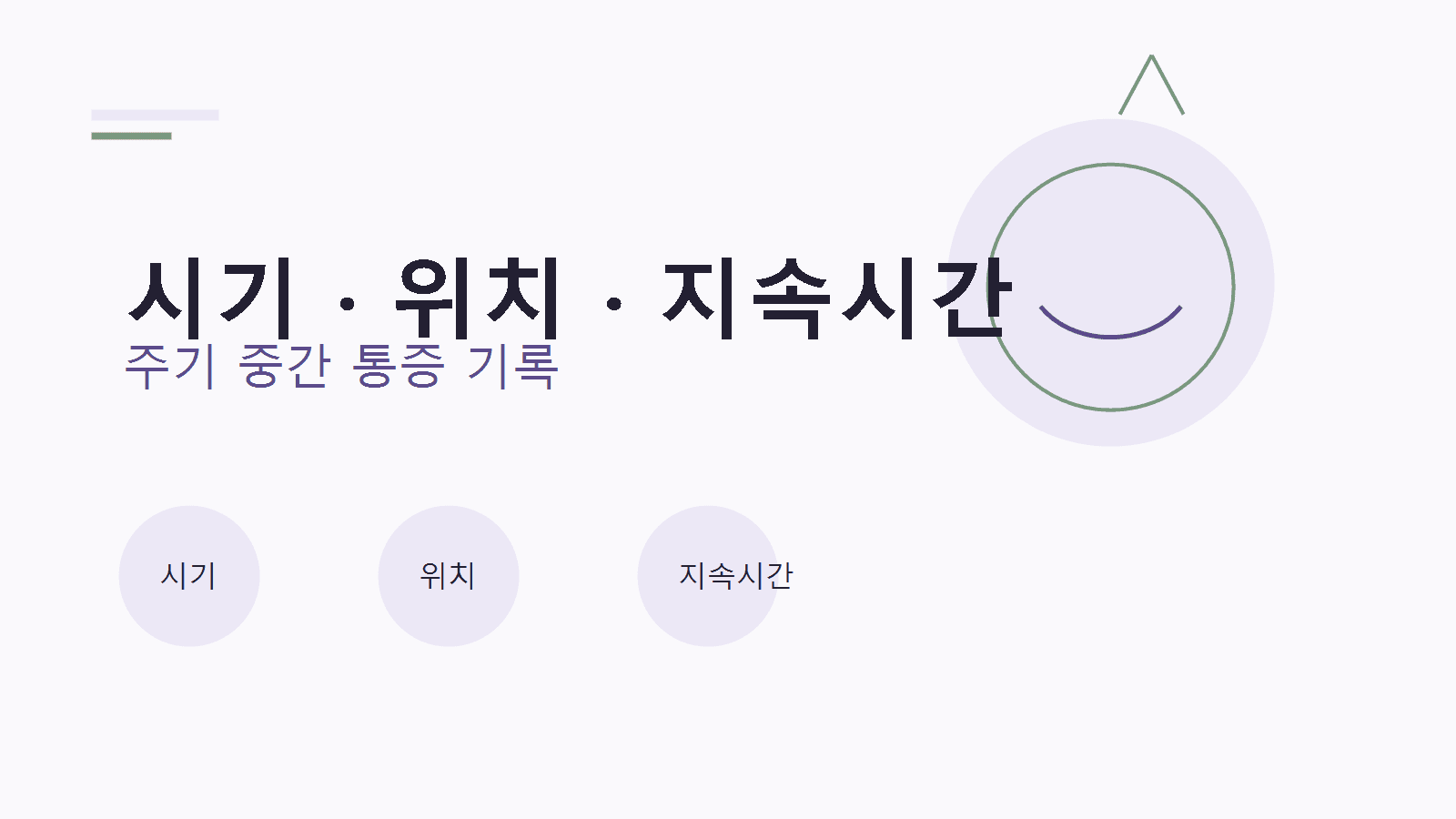 배란통 패턴을 시기, 위치, 지속시간으로 나눠 확인하는 이미지