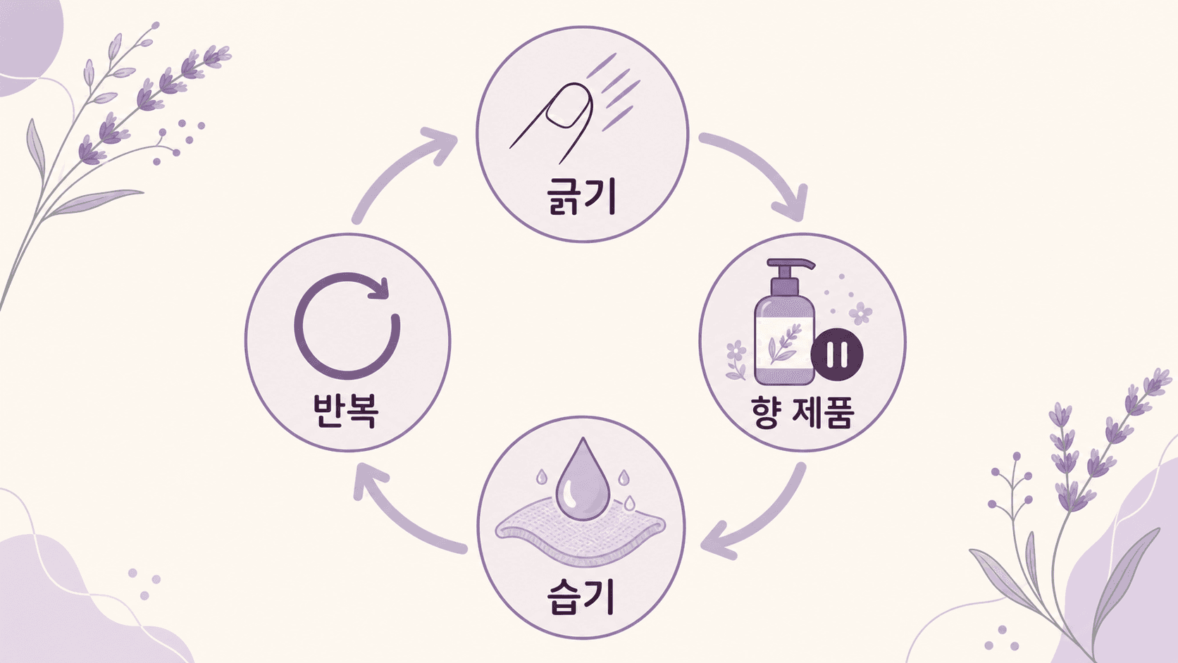 항문 가려움에서 긁기, 향 제품, 습기, 반복 자극이 이어지는 흐름을 보여주는 이미지
