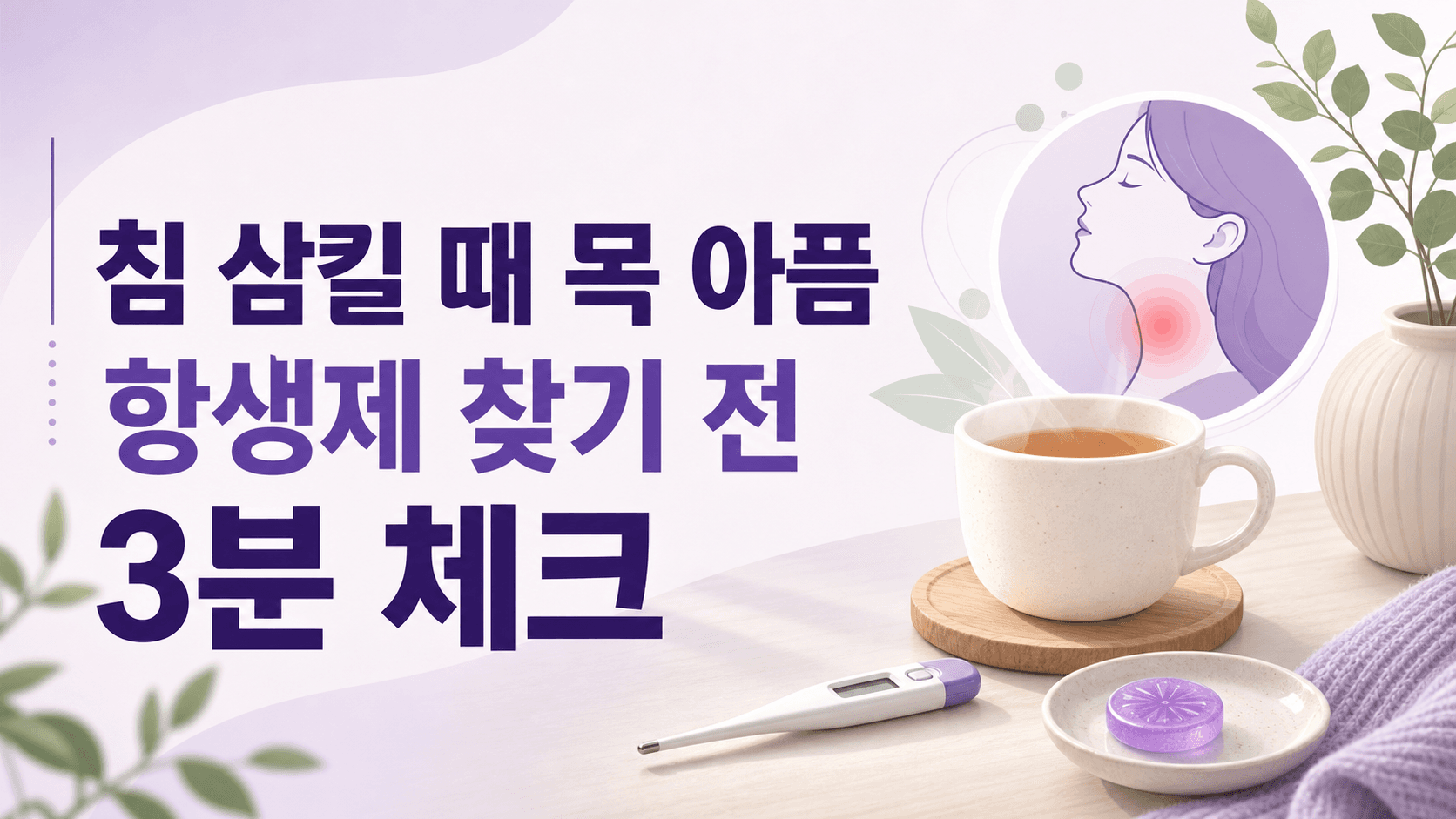 침 삼킬 때 목 아픔, 항생제 찾기 전 3분 체크 대표 이미지