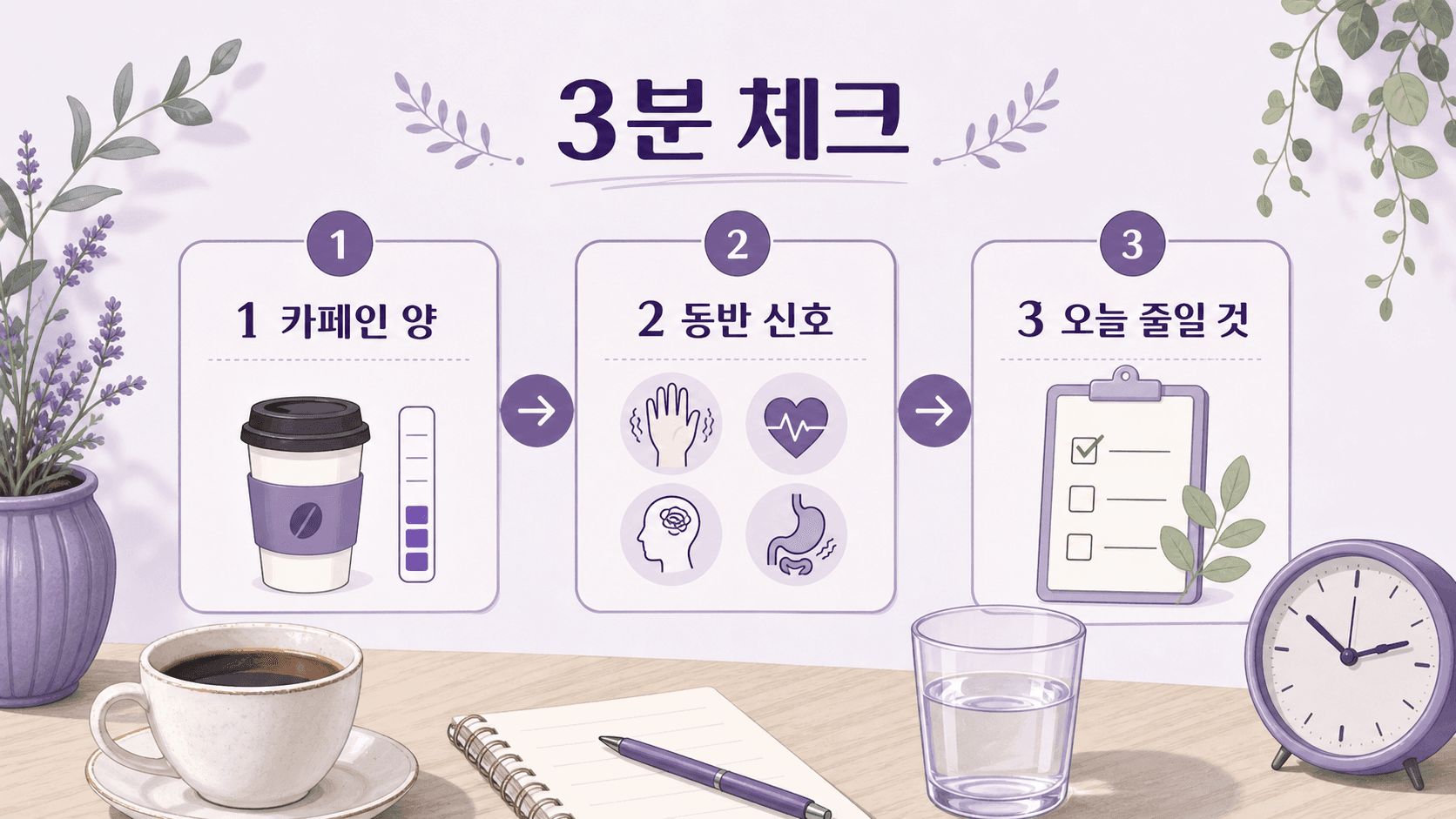 커피 뒤 손 떨림이 있을 때 카페인 양, 동반 신호, 오늘 줄일 것을 보는 3분 체크 이미지