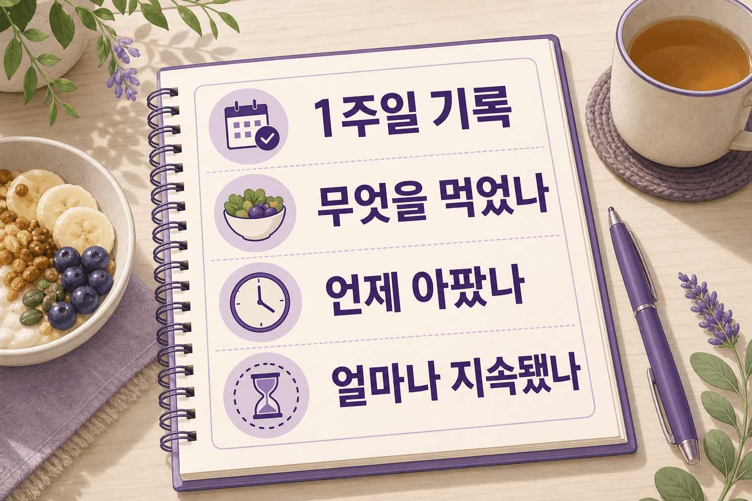 오른쪽 윗배 통증 1주일 기록