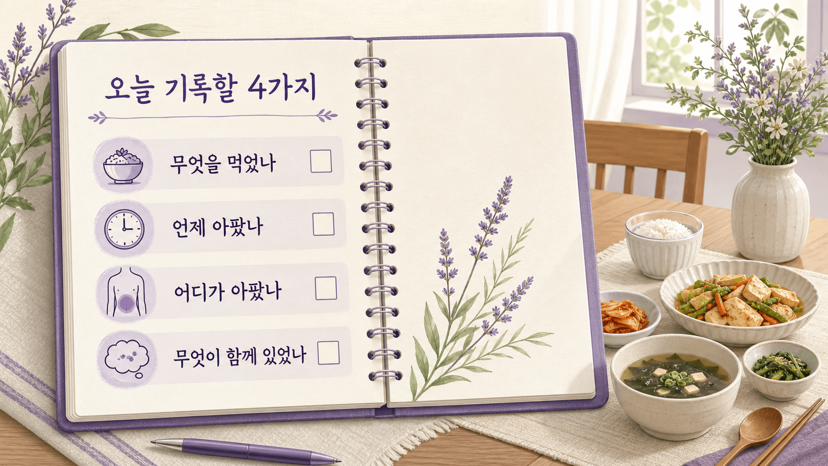 기름진 식사 후 윗배 통증 상담을 위해 오늘 기록할 4가지 항목 이미지