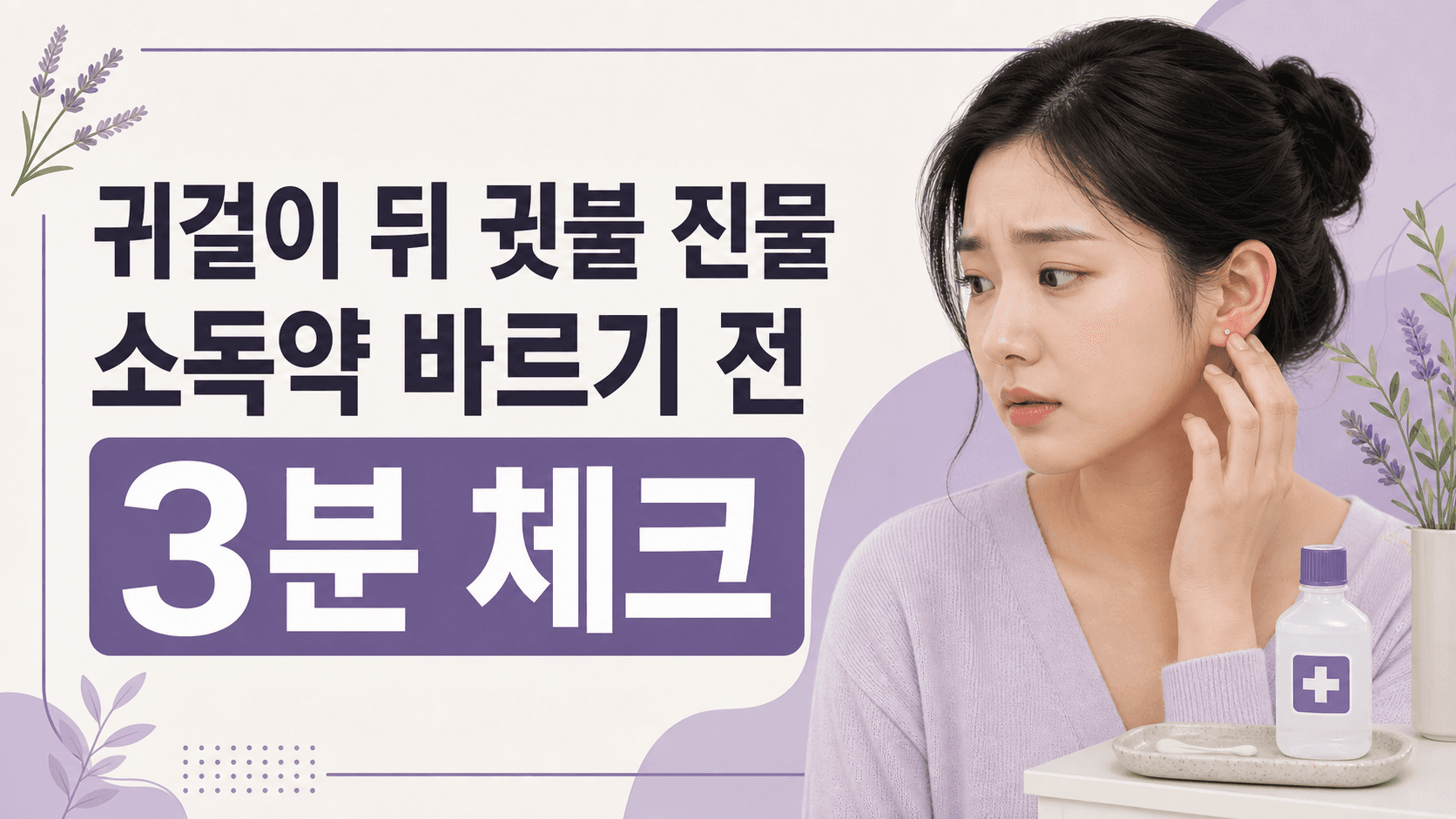 귀걸이 뒤 귓불 진물, 소독약 바르기 전 3분 체크