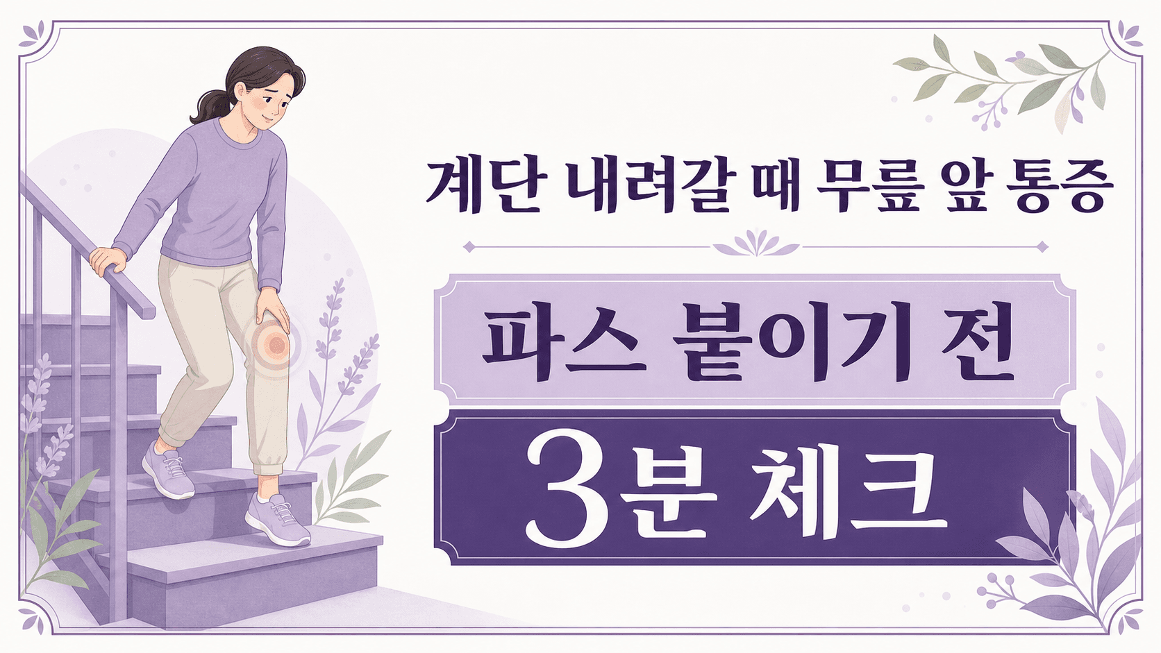 계단 내려갈 때 무릎 앞 통증, 파스 전 3분 체크