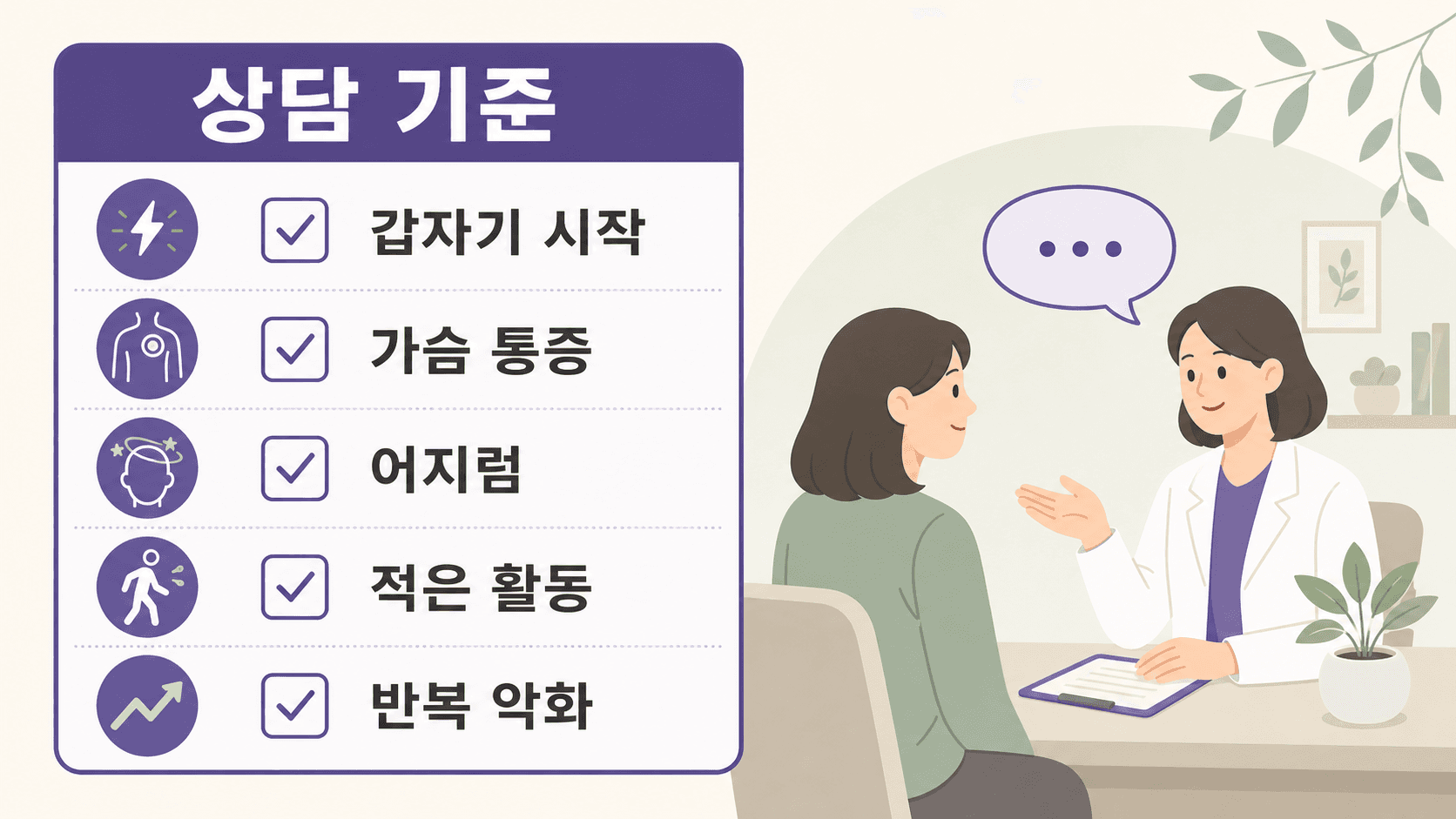 계단 숨참 상담 기준을 정리한 이미지