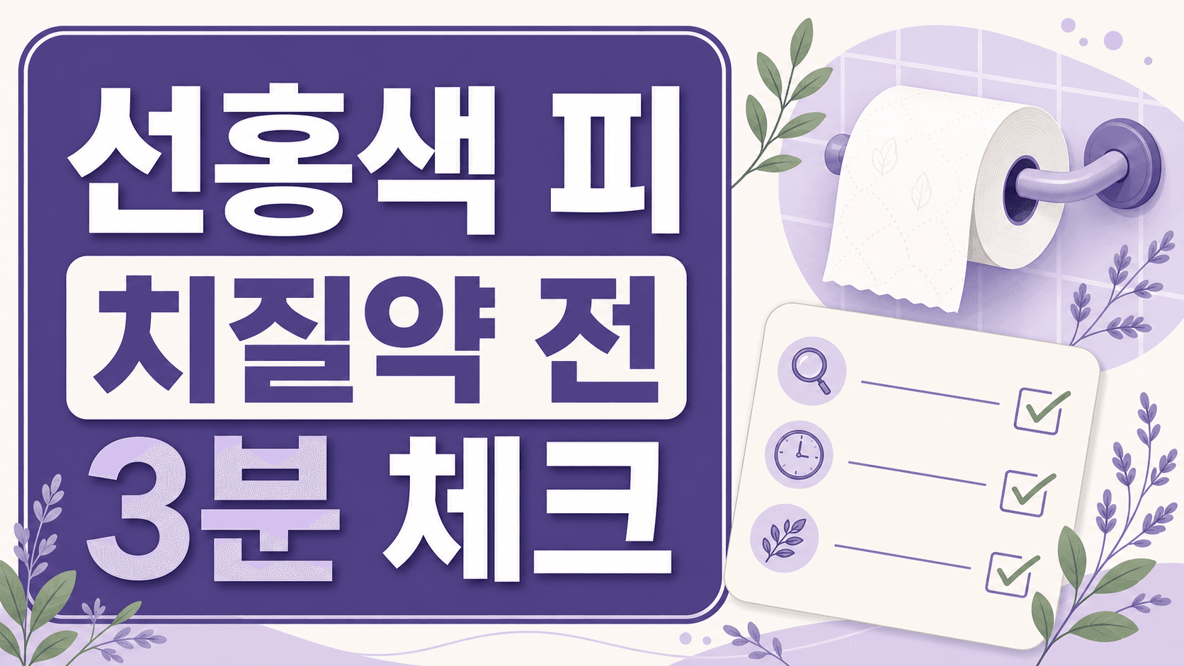 화장지 선홍색 피, 치질약 전 3분 체크