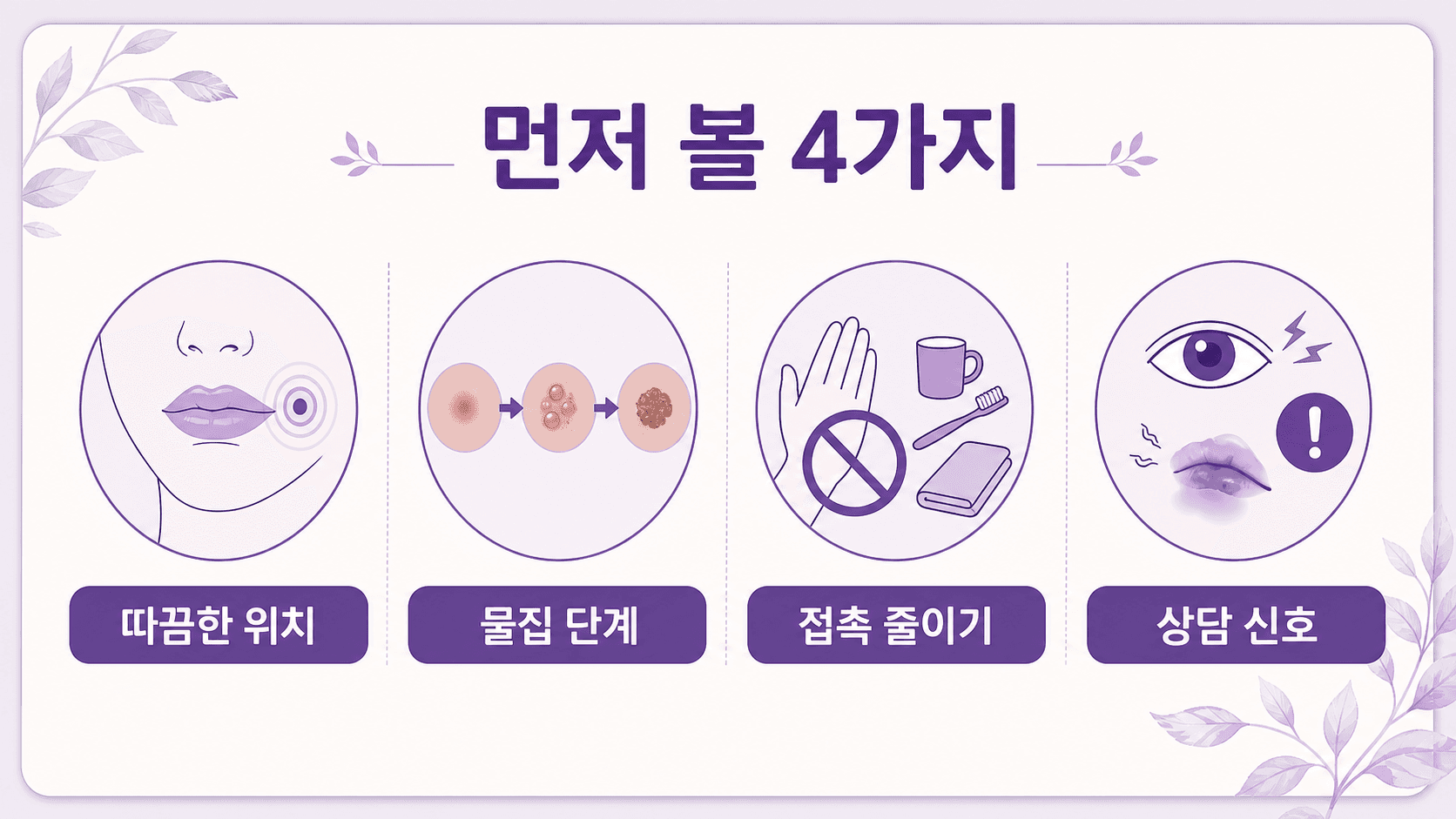 입술 물집이 생겼을 때 따끔한 위치, 물집 단계, 접촉 줄이기, 상담 신호를 먼저 보는 4가지 기준 이미지