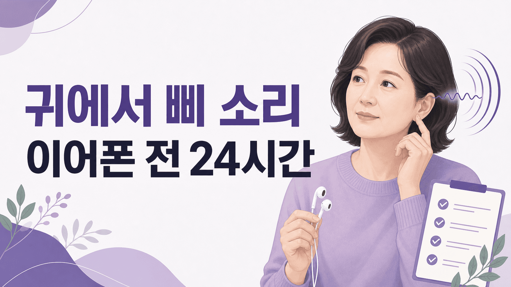 큰 소리 후 귀에서 삐 소리, 이어폰 전 24시간 기록 대표 이미지