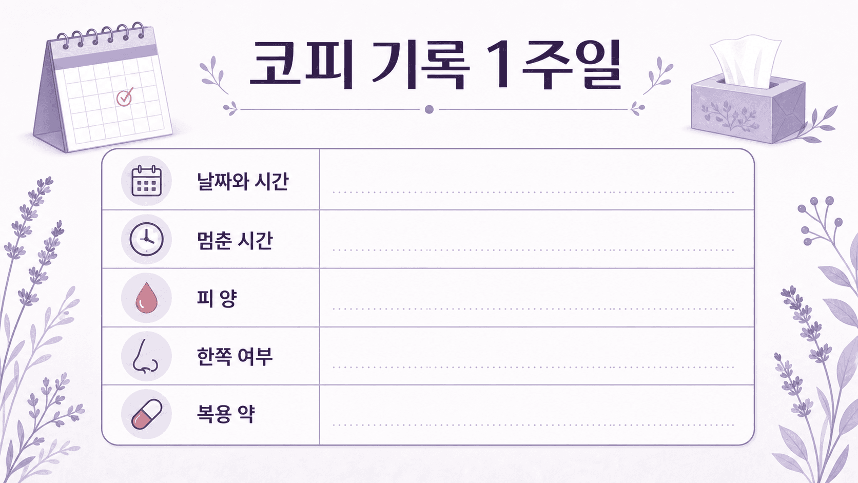 코피 기록 1주일