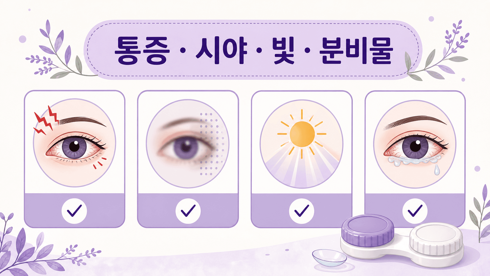 렌즈 충혈에서 통증, 시야, 빛, 분비물을 확인하는 4가지 기준 이미지