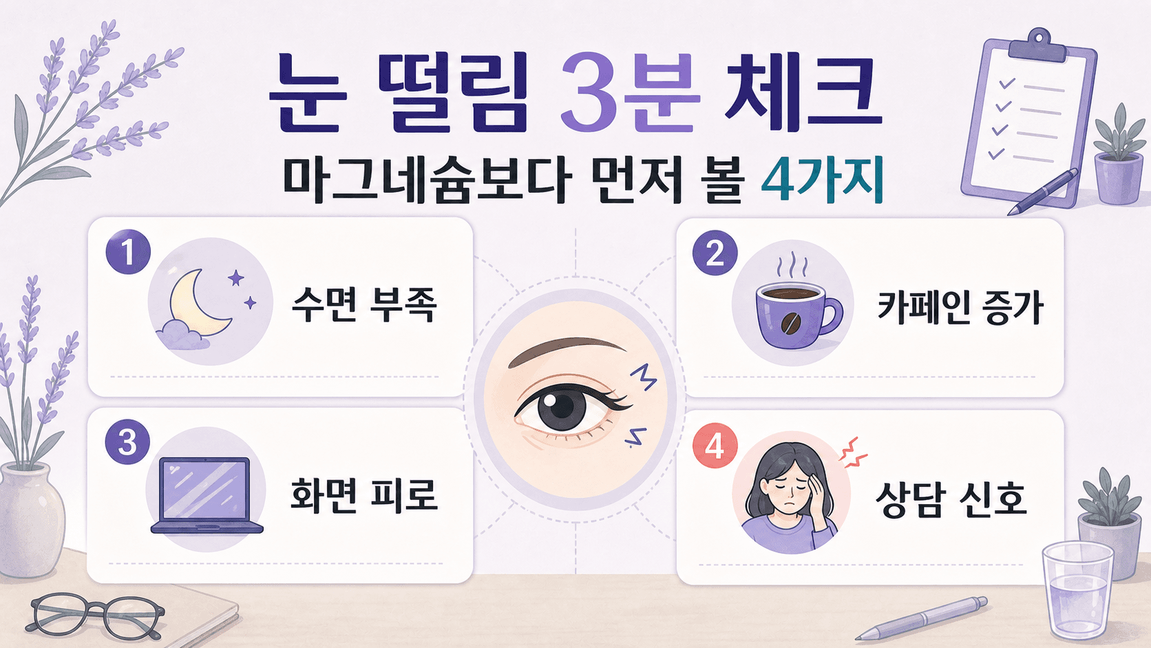 눈 밑 떨림을 마그네슘 전 4가지 기준으로 나누는 3분 체크 이미지