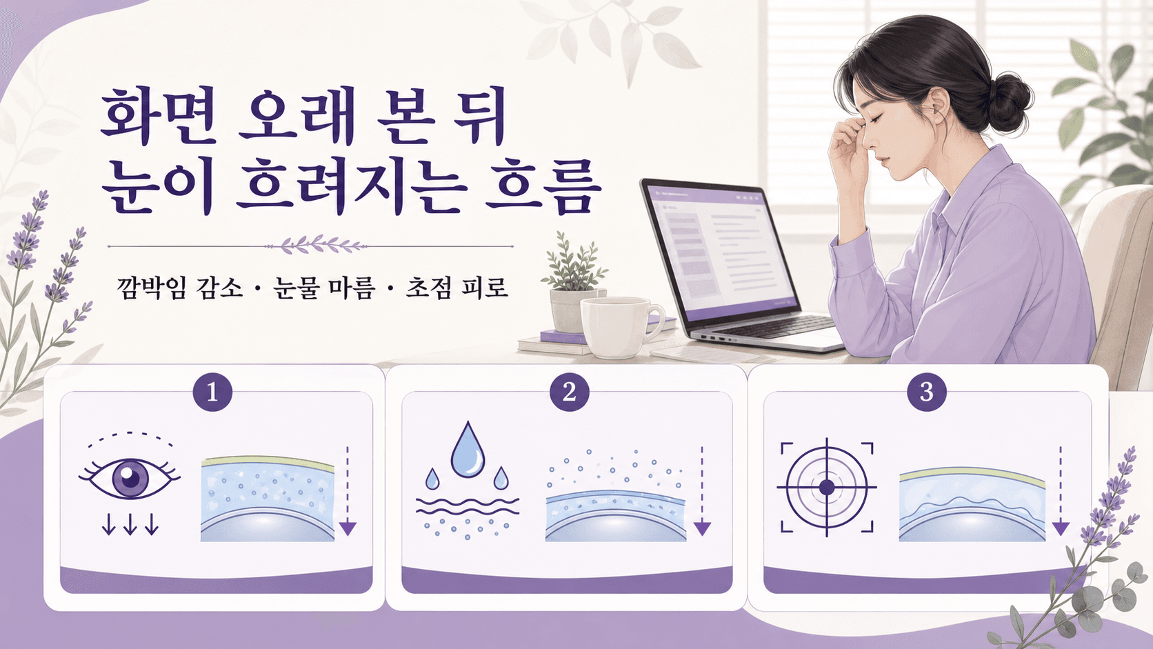 화면을 오래 본 뒤 눈이 흐려지는 흐름