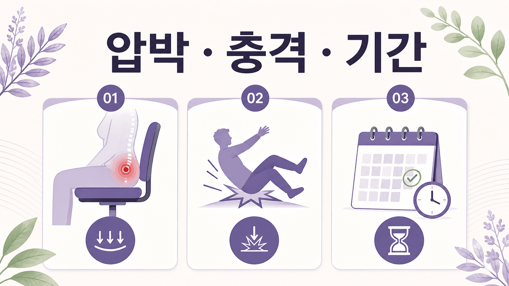 꼬리뼈 통증에서 압박, 충격, 기간을 나누는 3가지 기준 이미지