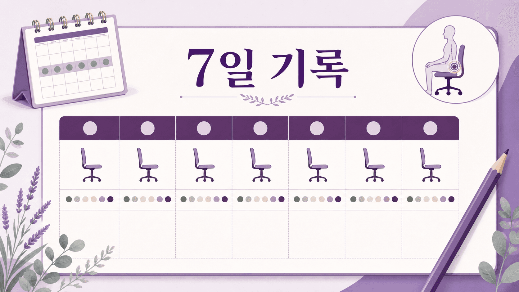꼬리뼈 통증 7일 기록표 이미지