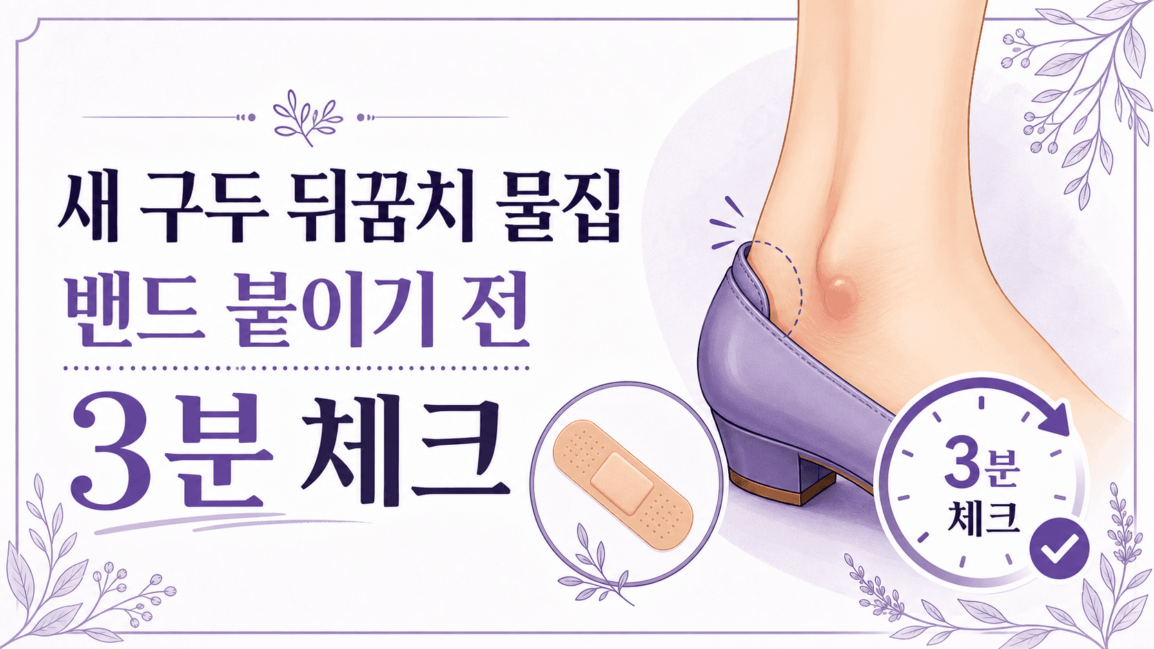 새 구두 뒤꿈치 물집, 밴드 붙이기 전 3분 체크