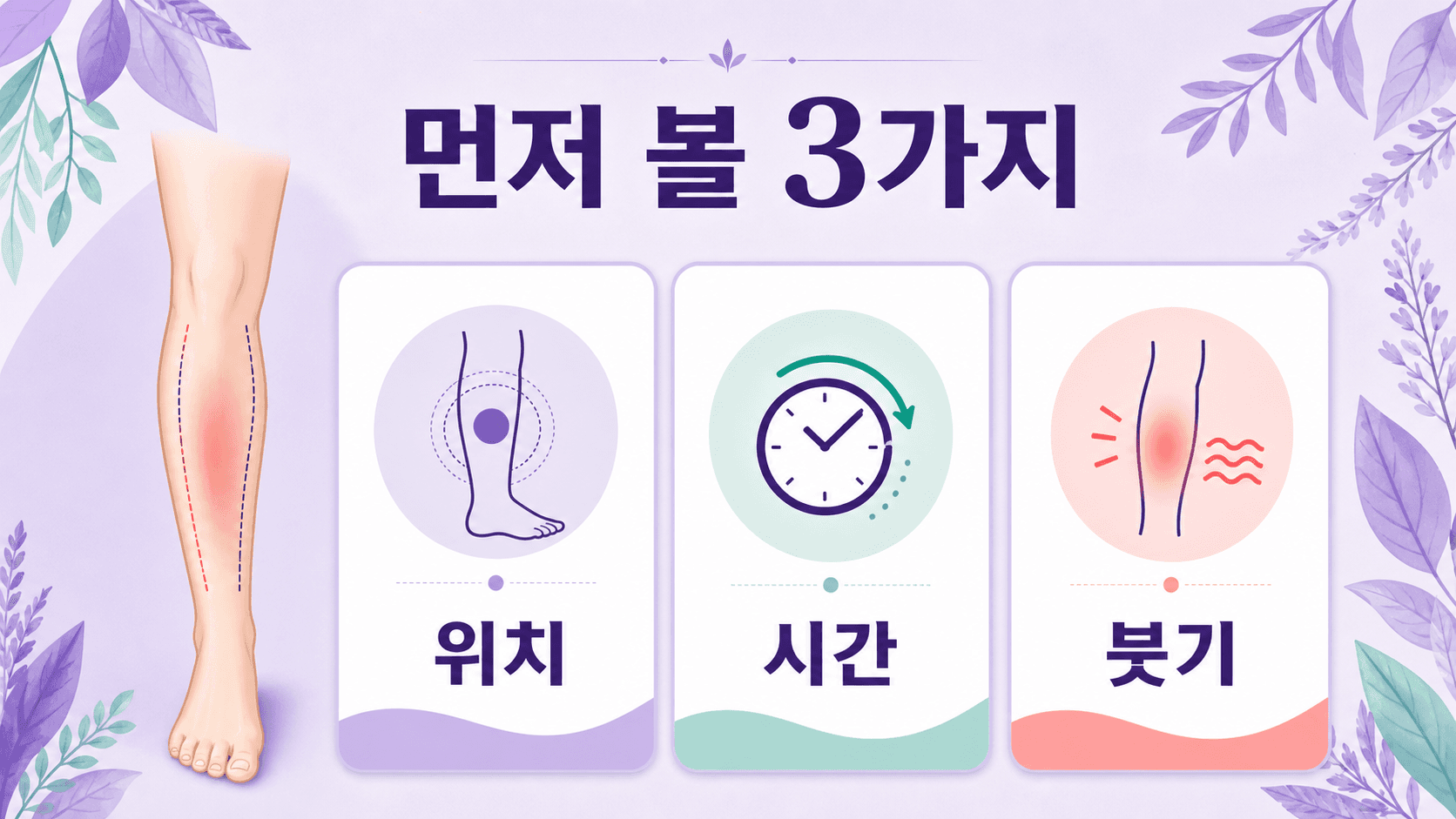 새 운동 후 정강이 통증을 위치, 시간, 붓기로 나눠 보는 기준 이미지