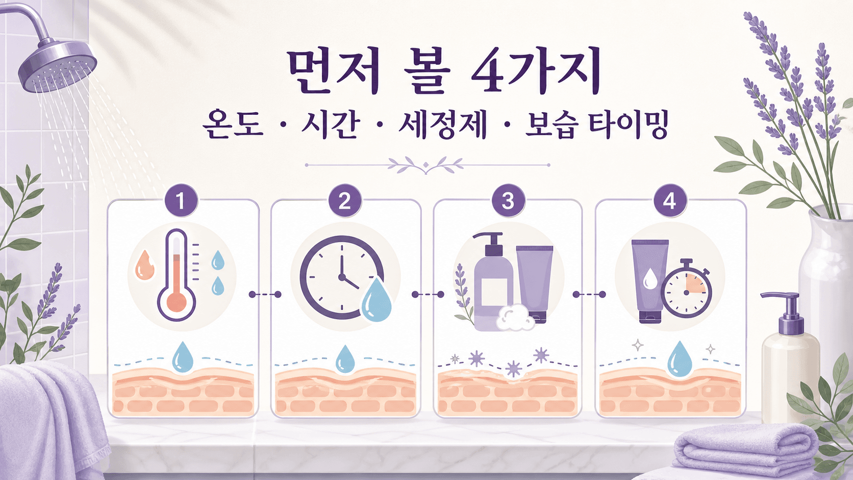 샤워 후 가려움에서 온도, 시간, 세정제, 보습 타이밍을 먼저 보는 4가지 체크 이미지