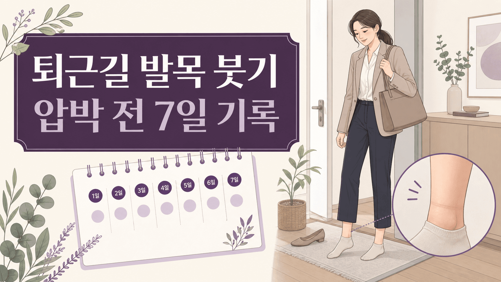 퇴근길 발목 붓기, 압박스타킹 전 7일 기록 대표 이미지