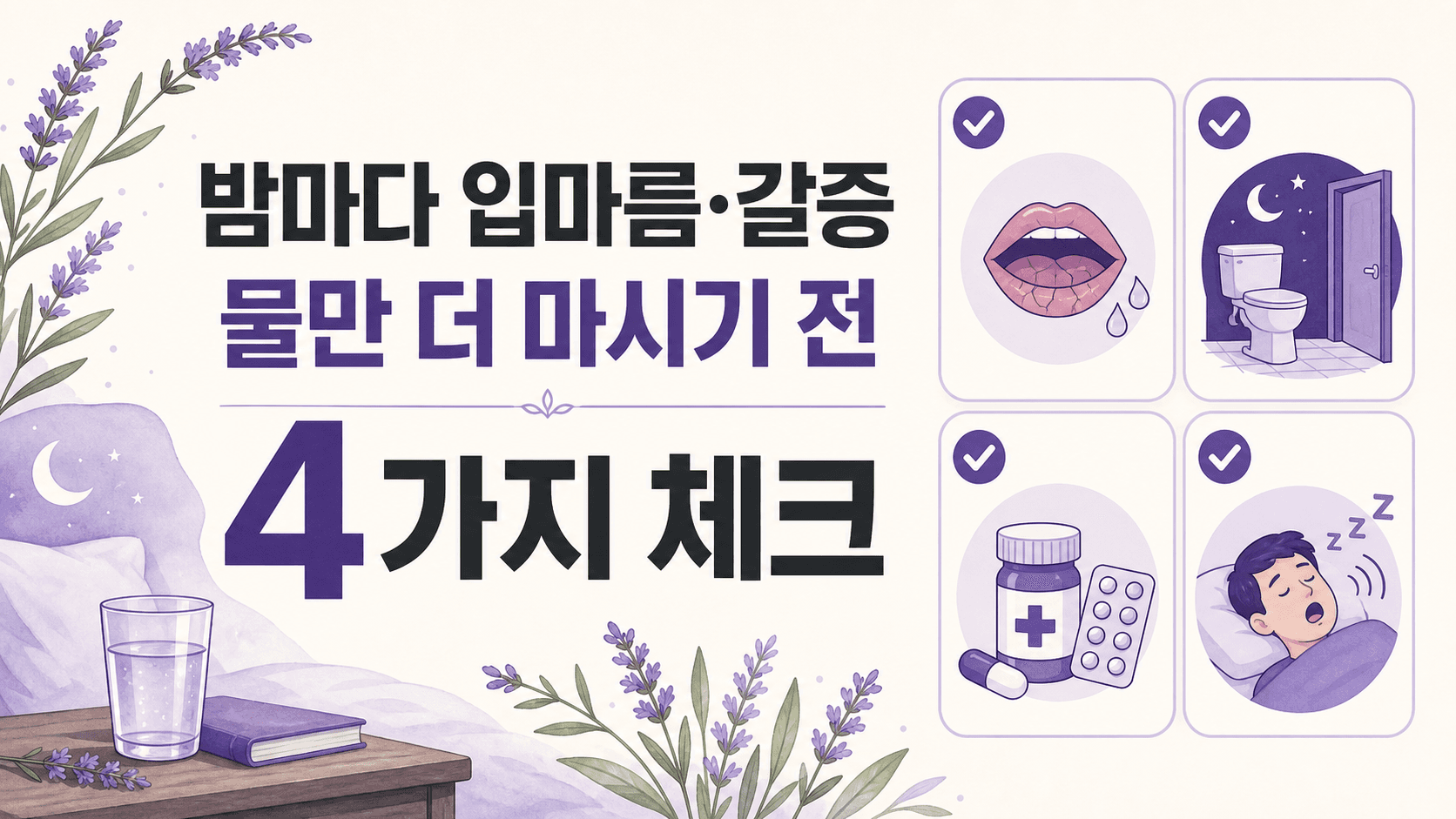 밤마다 입마름 갈증, 물만 더 마시기 전 4가지 기준 대표 이미지