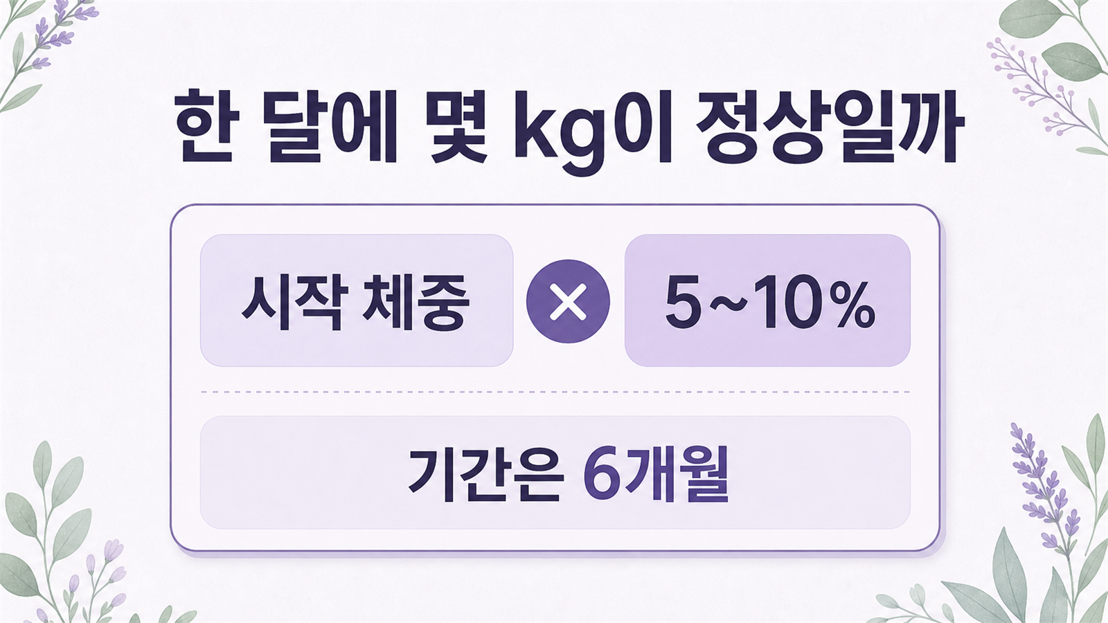 한 달에 몇 kg이 정상인지 헷갈린다면, 시작 체중으로 6개월 목표 구간부터 계산해 보세요 대표 이미지