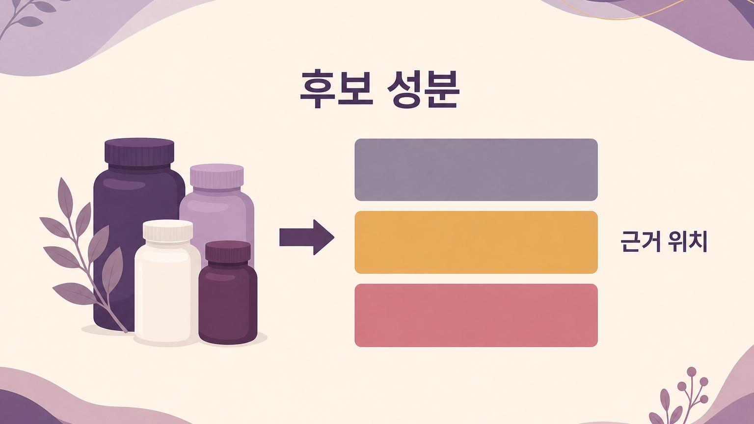 후보 성분을 근거 위치에 놓아보는 도식