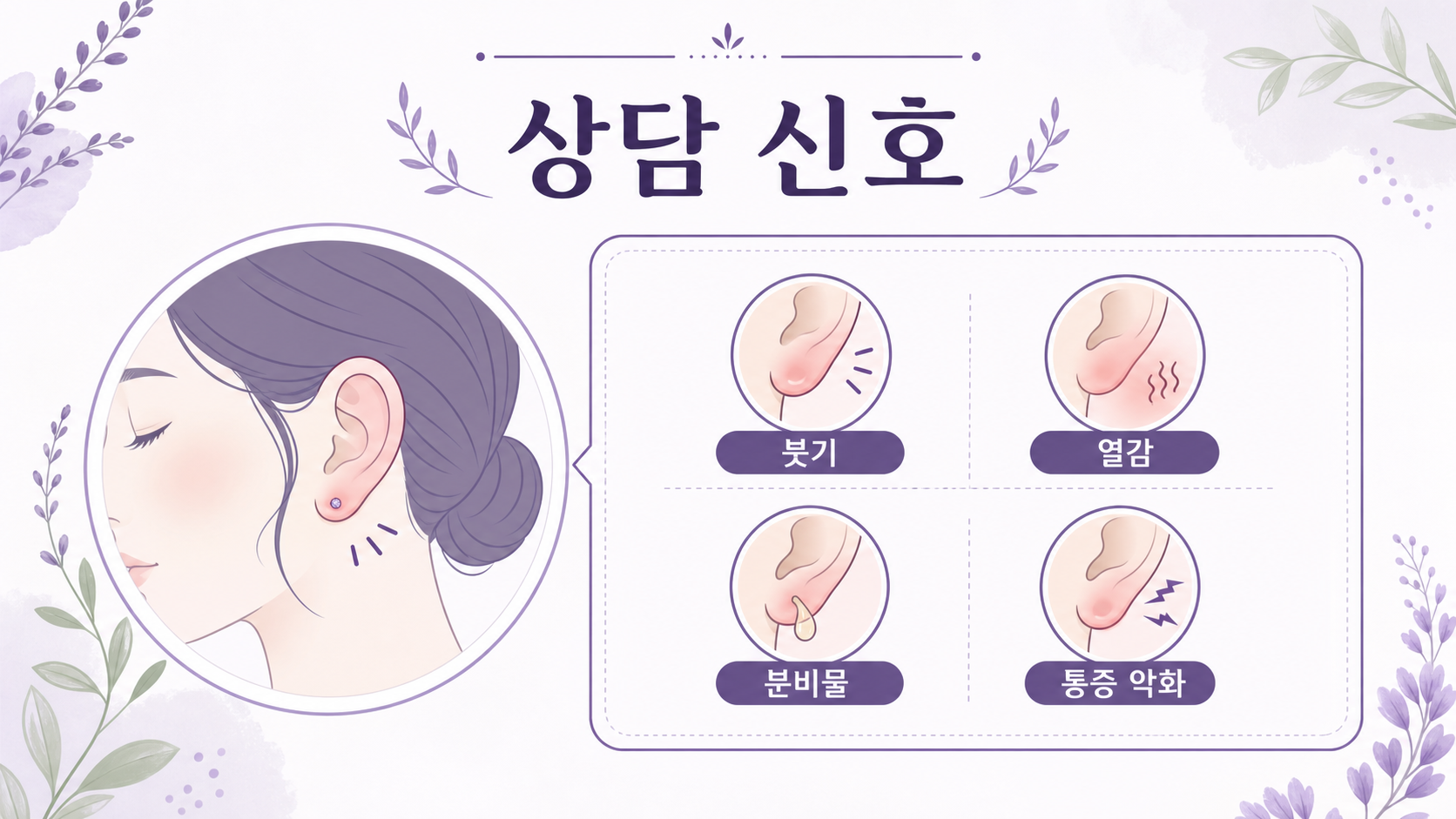 귓불 가려움에서 상담해야 할 붓기, 통증, 진물 신호 이미지