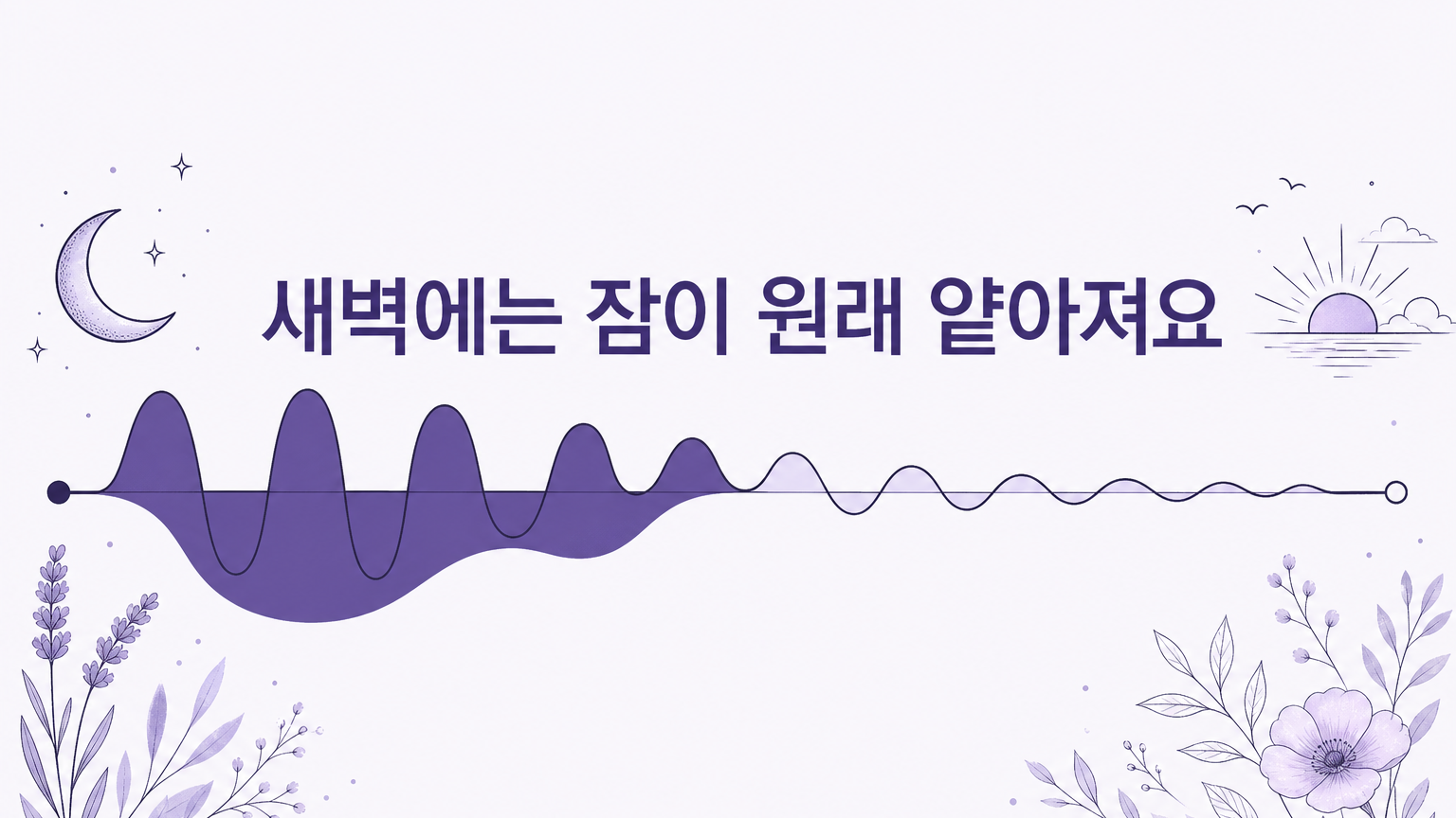밤이 깊어질수록 잠이 얕아지는 흐름을 보여주는 도식