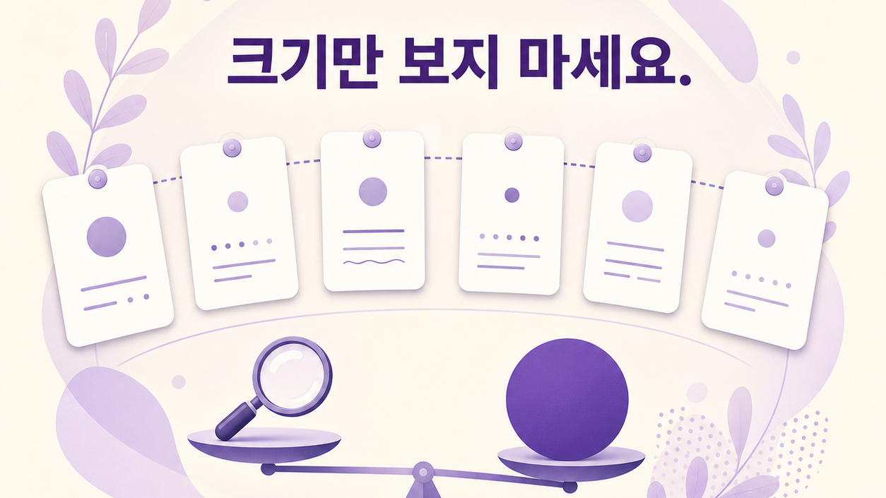 덩어리 크기만 보지 않고 평소와의 변화와 반복 패턴을 함께 살피는 보라색 인포그래픽